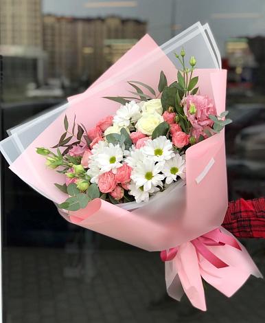Букет цветов из: Розы, Лизиантусы и Хризантемы в Большие Ключищи